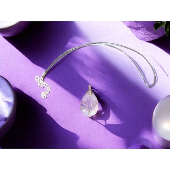 Amethyst Tree of Life Pendant Necklace Healing Crystal Jewelry 18" Cord - Picture 2 of 11